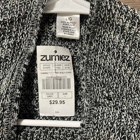 Zumiez Women's grey white black sleeved cardigan , Size L - Picture 3 of 6
